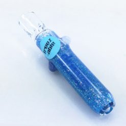 blue glitter bat 1 glass chillum