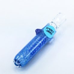 blue glitter bat 2 glass chillum