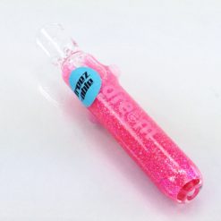pink glitter bat 2 glass chillum